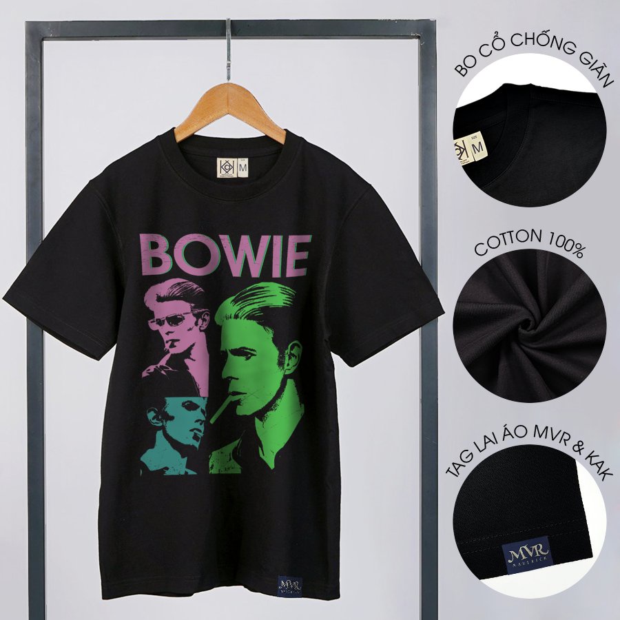 Áo thun cổ tròn Unisex cotton thoáng mát thần tượng bowie MVR KK4034