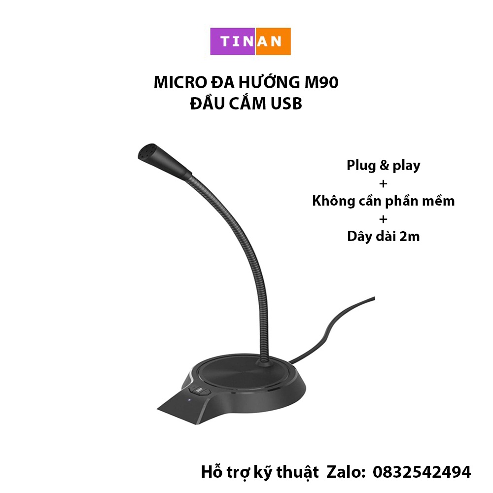 Micro Đa Hướng M90 Độ Nhạy Cao Kết Nối USB Cho PC, Laptop, Máy Tính