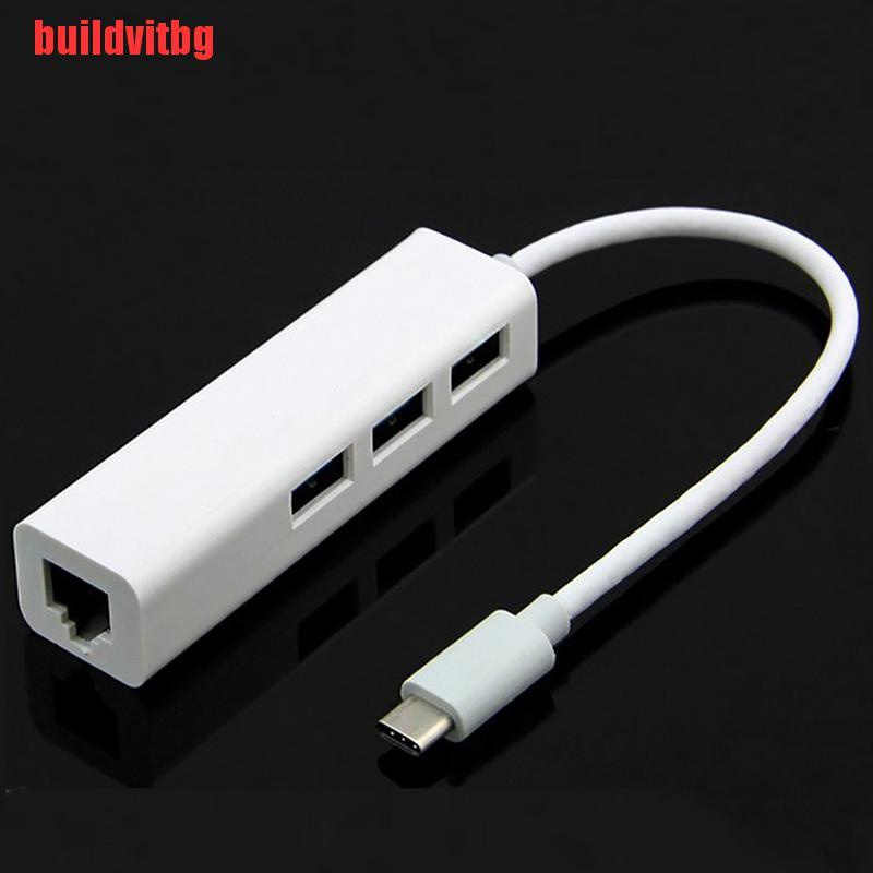{buildvitbg}3 Ports USB 3.1 Type C to USB RJ45 Ethernet Lan Adapter Hub Cable Fit GVQ