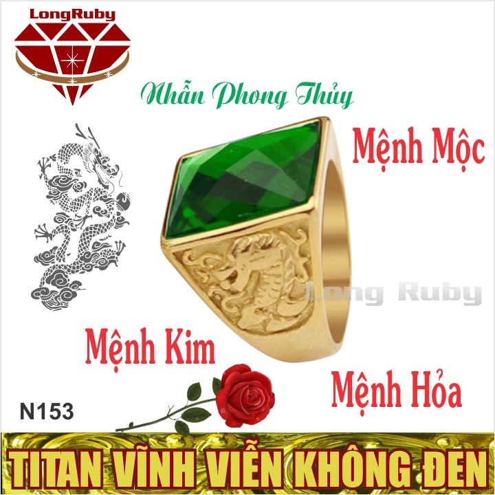 Nhẫn Phong Thủy Nam đá Xanh Lá, Đỏ, Đen | Nhẫn Nam Titan Phong Thủy NMKIM, NMMOC, NMHOA