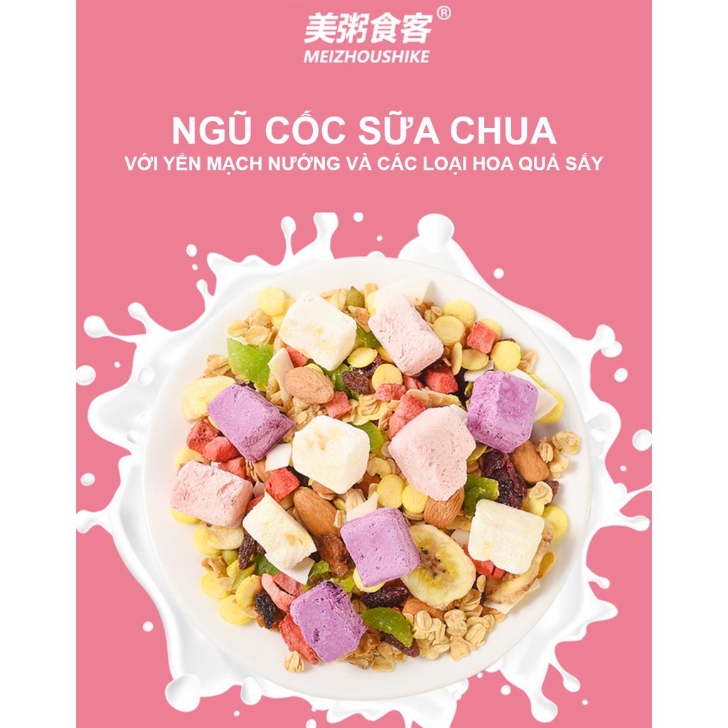 [HÀ NỘI] NGŨ CỐC HOA QUẢ MIX SỮA CHUA ĂN KIÊNG MEIZHOUSHIKE 400gr