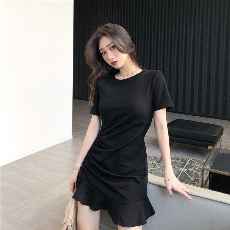 Đầm Nữ, Váy Nữ Chiết Eo Dáng Ôm Basic Phong Cách Hàn Quốc Moda.H