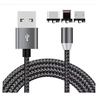 Bộ cáp sạc nam châm 3 đầu 1m + iphone/typec/micro