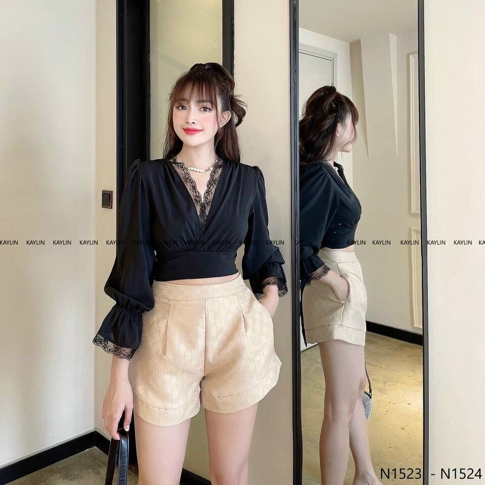 Áo croptop tay phồng sexy áo kiểu ulzzang hàn quốc dễ thương.