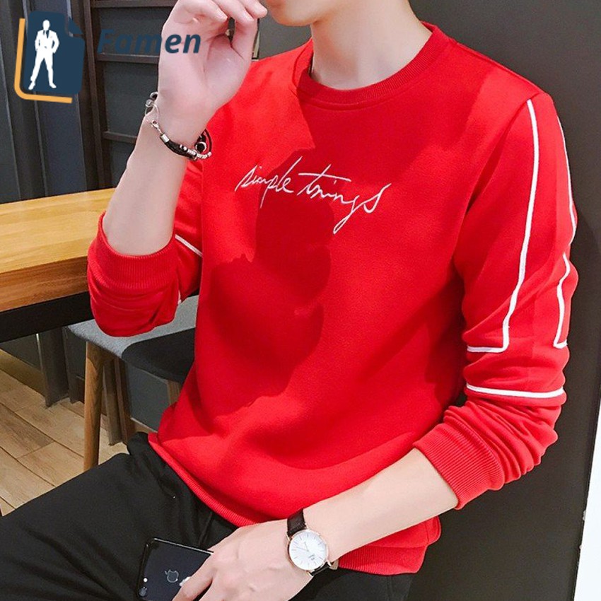 Áo thun tay dài nam, áo thu đông dài tay cotton co giãn thoáng mát có chữ Simple things tại shop Famen | BigBuy360 - bigbuy360.vn