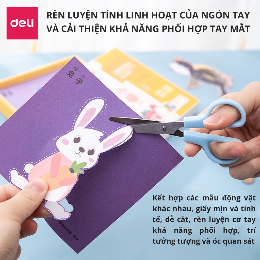 Bộ gấp 50/100 mẫu origami Deli - giấy thủ công In sẵn họa tiết kèm sách hướng dẫn, rèn luyện sự khéo léo - 74817/74818