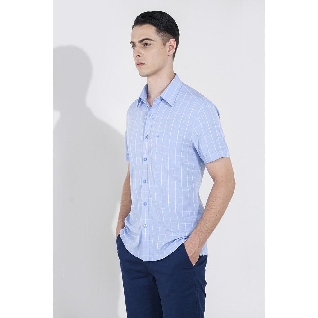 Áo sơ mi nam ngắn tay Biluxury kẻ caro cổ điển trẻ trung dễ mặc thân thiện với làn da 4SMCC003XAH | BigBuy360 - bigbuy360.vn
