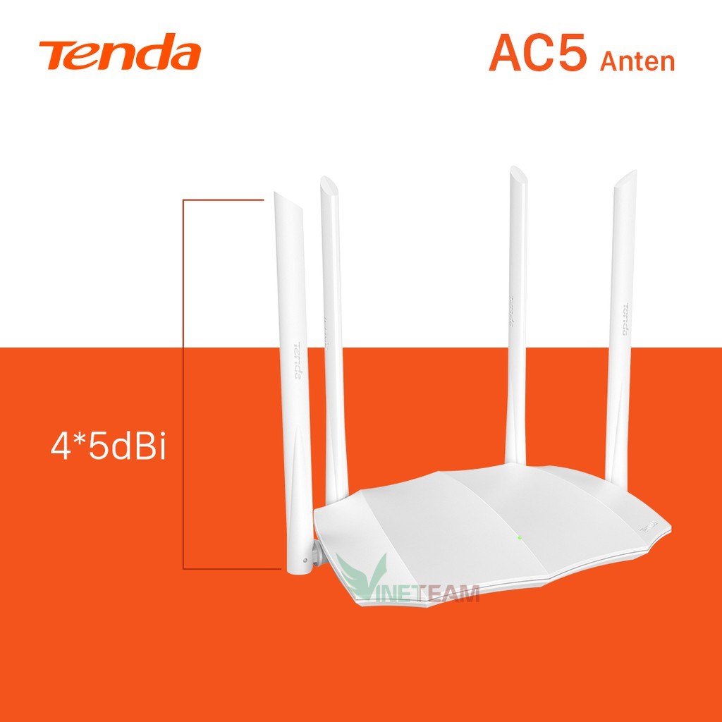 Bộ Phát Wifi Tenda AC5S - Hai Băng Tần - 4 Ănten 6dbi - Cho khả năng phủ sóng mạnh mẽ -DC4212