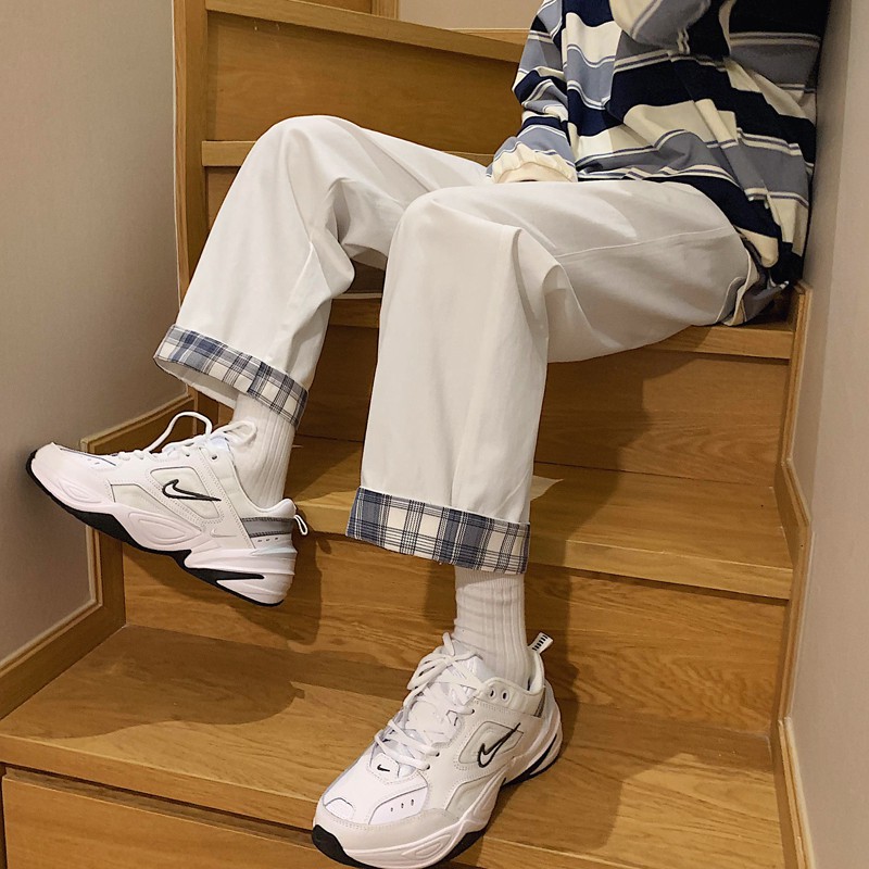 Quần Dài Dáng Rộng Họa Tiết Sọc Caro Đơn Giản Thời Trang Cho Nam Và Nữ