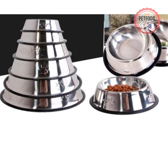 Bát inox đựng thức ăn cho chó (đủ size) không màu