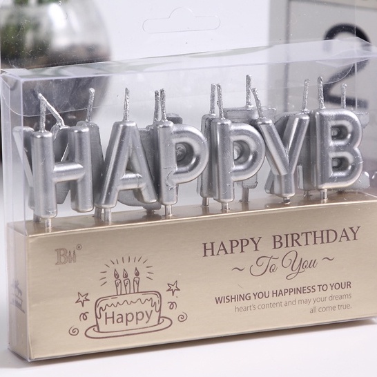 Nến sinh nhật chữ Happy birthday, nến cắm bánh sinh nhật