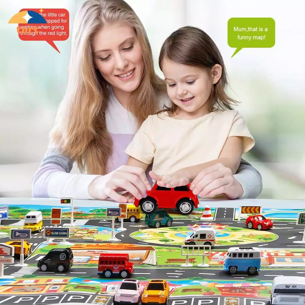 TURT Trẻ Em Chơi Thảm Nhà Giao Thông Dấu Hiệu Đường Xe Mô Hình Bãi Đậu Xe Thành Phố Cảnh Bản Đồ_123Lifevn