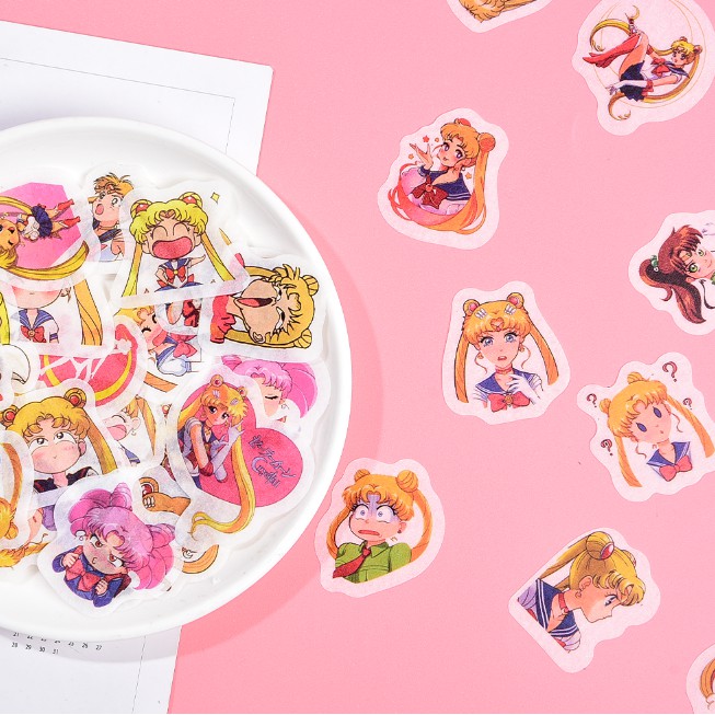 40 pcs/set New Arrival Sailor Moon Non-Repeated Washi Paper Stickers Scrapbooking Stationery Diary Sticker