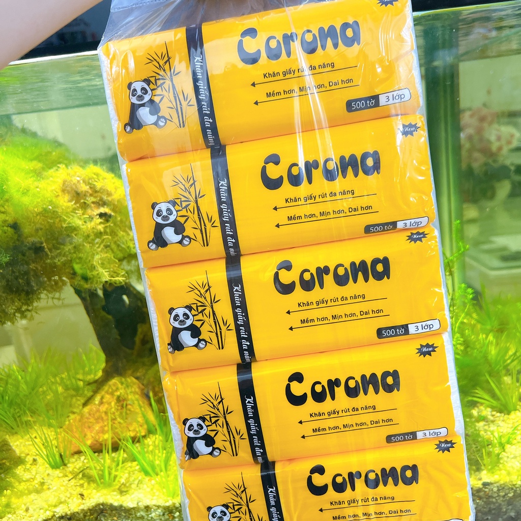 Khăn Giấy rút Corona 500 tờ/ gói siêu nhiều sạch trắng mịn - Giá 1 gói lẽ - khăn giấy gấu trúc