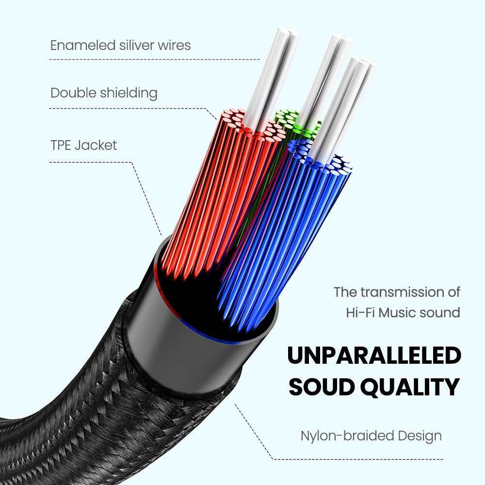 Dây cáp âm thanh mở rộng ELOUGH AUX 3.5mm dành cho xe hơi ĐT thông minh IPtai nghe chụp tai loa