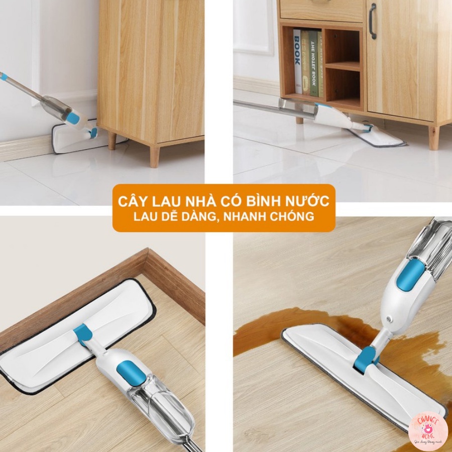 Cây Lau Nhà Phun Sương tự động thông minh Xoay 360 Độ Tiện Dụng Aurora Spraymop BH 3 THÁNG