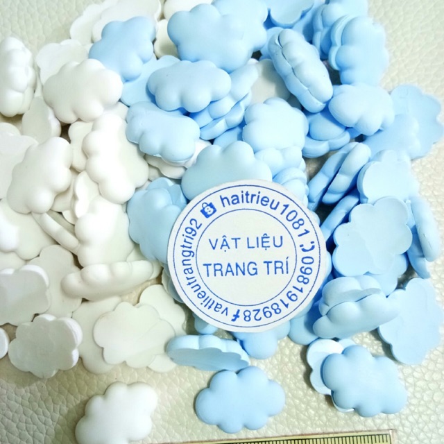 Đám mây xanh trắng phụ kiện trang trí charm slime