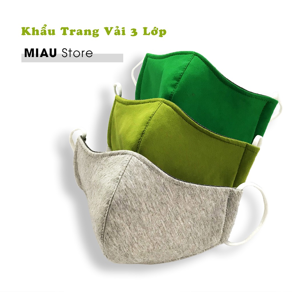 Combo 2 Khẩu Trang Vải Cotton 3 lớp dành cho Người lớn và Trẻ em