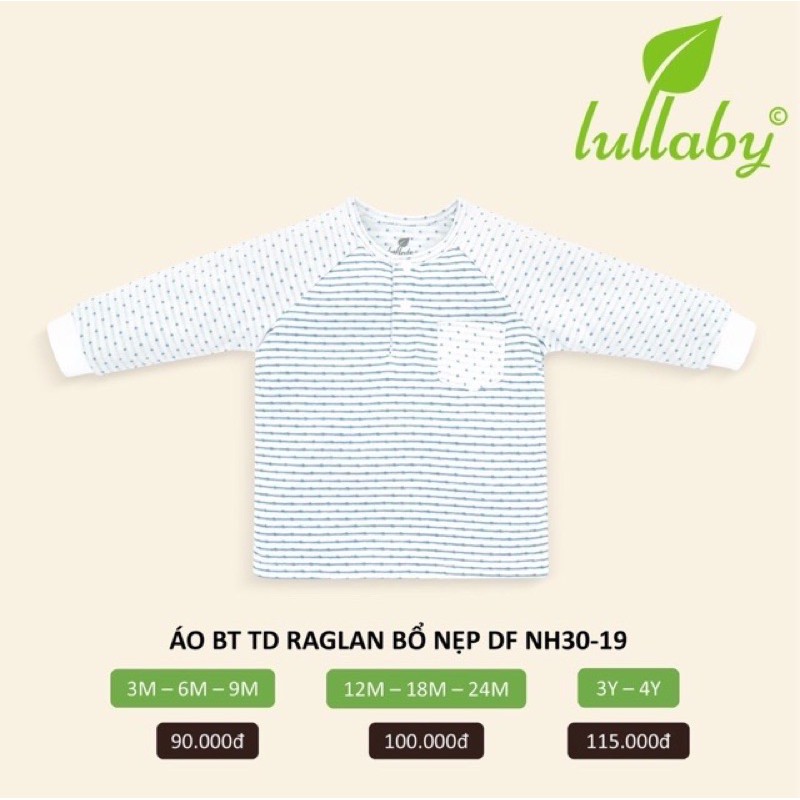 Áo bé trai, bé gái thu đông 2 lớp Raglan bổ nẹp Lullaby (Sz 6m-4y)