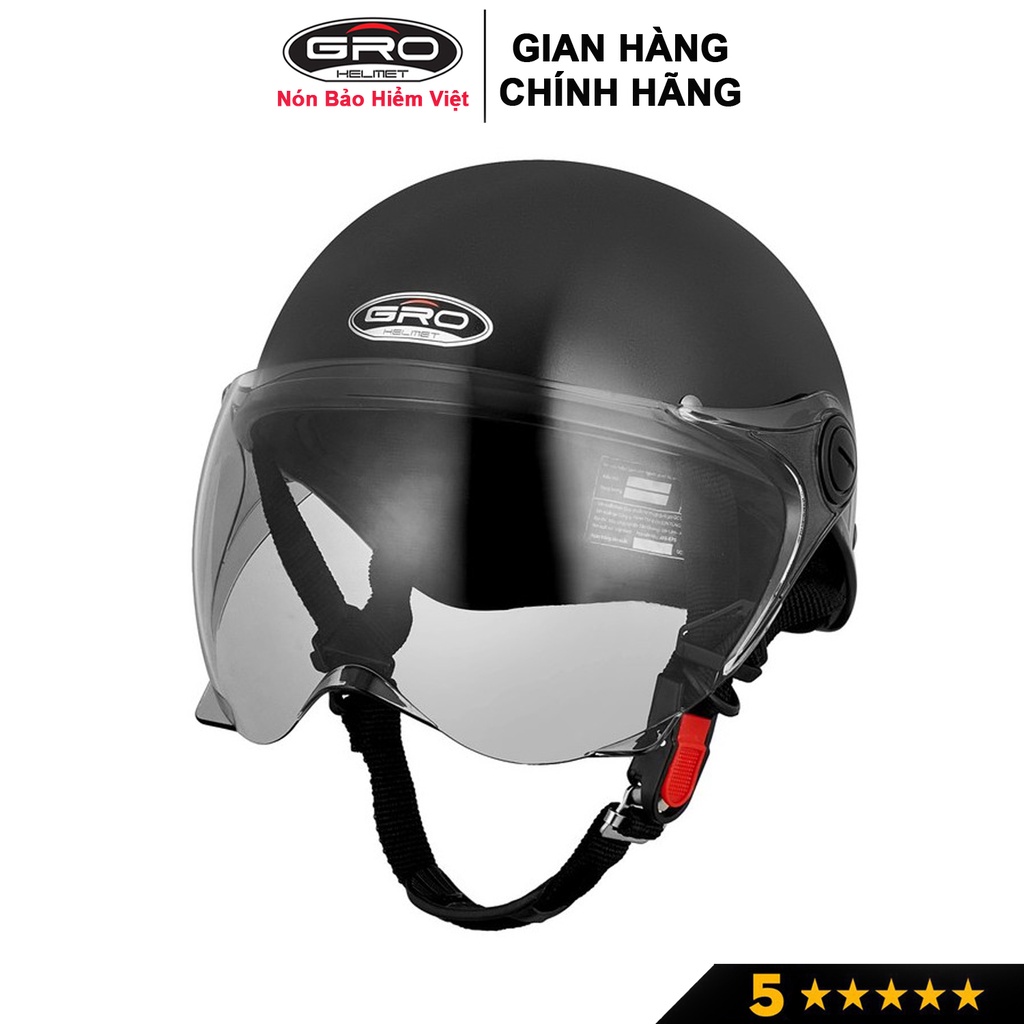 Mũ bảo hiểm nửa đầu GRO Helmet HALY sơn trơn nhiều màu, phù hợp với vòng đầu từ 55-58cm
