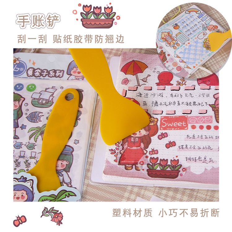 Set sticker cute hoạt hình 16 tấm tặng kèm dụng cụ hỗ trợ - Bộ 4 tấm sticker cô gái dễ thương nhiều chi tiết