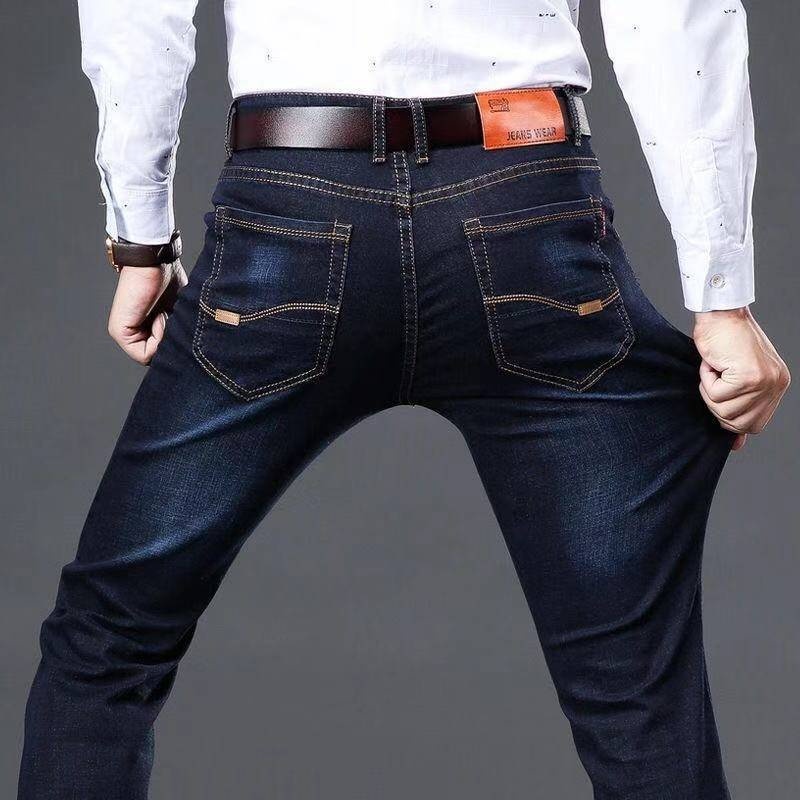 Quần jeans chịu mài mòn chống bụi bẩn dáng suông thẳng thời trang thu đông thích hợp cho nam
