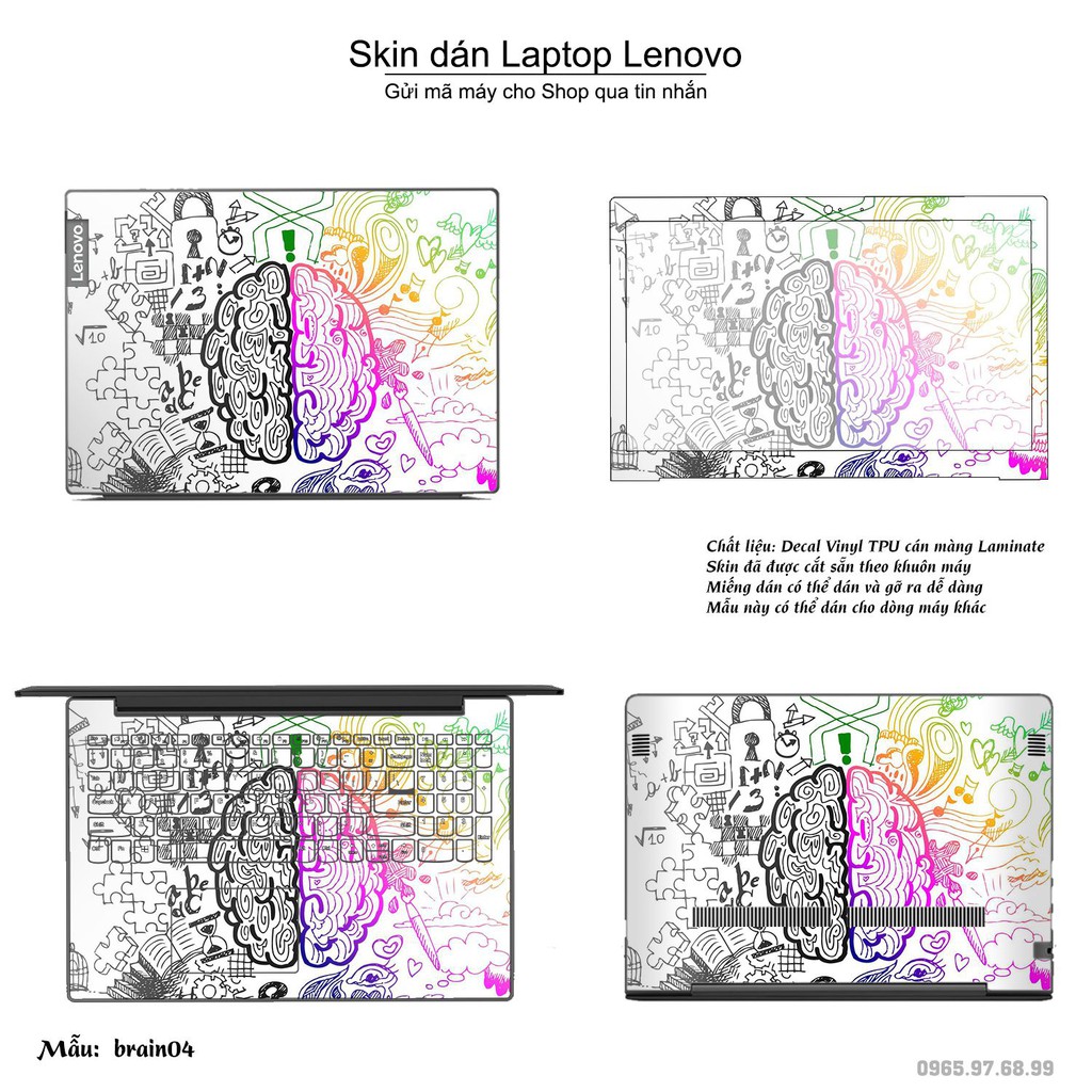 Skin dán Laptop Lenovo in hình Left Brain Right Brain (inbox mã máy cho Shop)