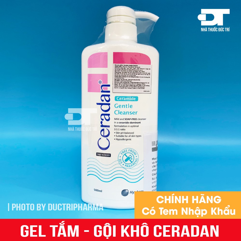 Ceradan Gel tắm khô, rửa mặt, gội cho trẻ em và người lớn CERADAN GENTLE CLEANSER