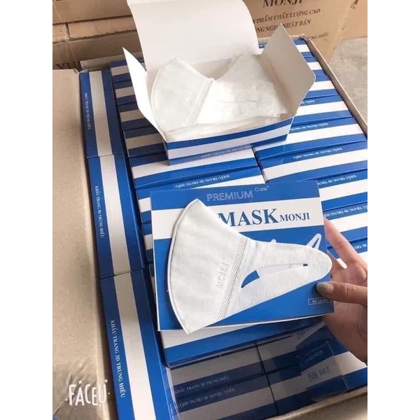Khẩu trang 3D Người Lớn MONJI MASK Quai Co Dãn 4 Chiều Hộp 50 chiếc | BigBuy360 - bigbuy360.vn