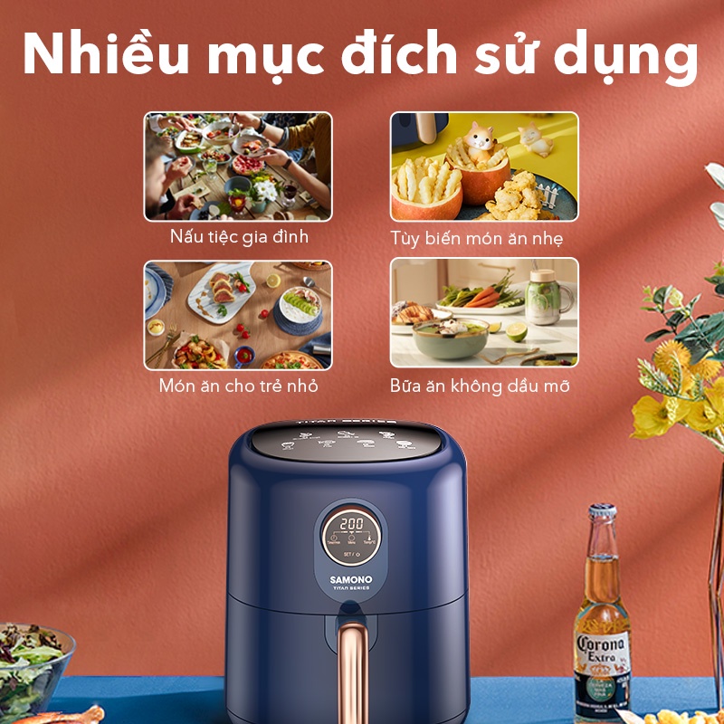 Nồi chiên không dầu SAMONO SW-AFBE04 dung tích 4L màn hình cảm ứng 7 chế độ nấu - Bảo hành 12 tháng