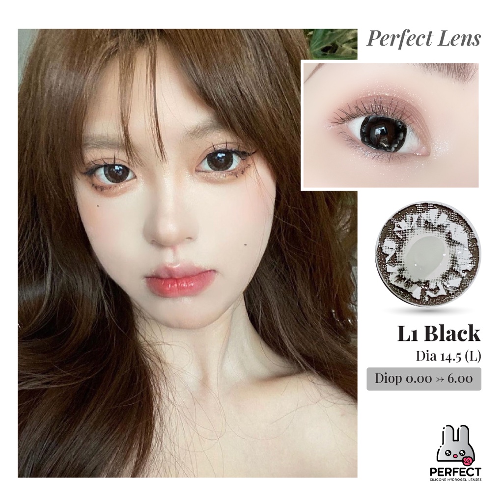 Lens ẢNH MẮT THẬT , Kính Áp Tròng L1 Black Có Độ Cận Và Không Độ , DIA 14.5 L , Cho Mắt Nhạy Cảm Giá Sale