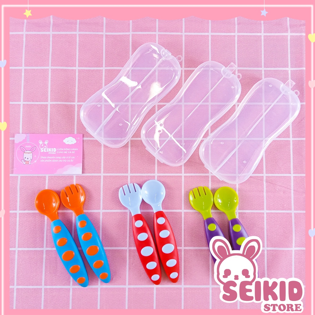 Sét 2 Thìa Cánh Cam Ăn Dặm Cho Bé Chịu Nhiệt XInh Xăn Cho Bé Yêu Seikid ( Có Hộp ) D11