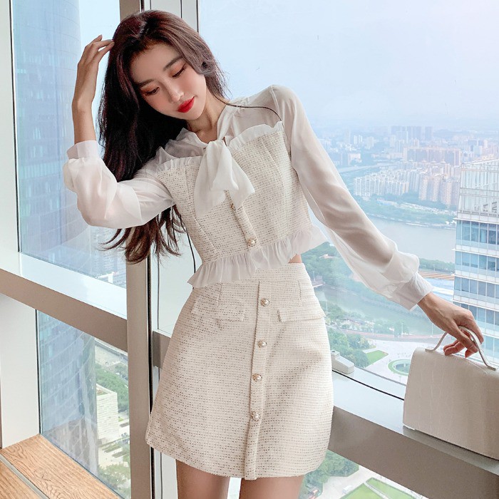 [Mã WASALE27 giảm 15% đơn 99K] váy dạ tay von thời trang thu đông 