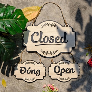 Bảng gỗ trang trí treo cửa (Đóng - Mở) (Close - Open)