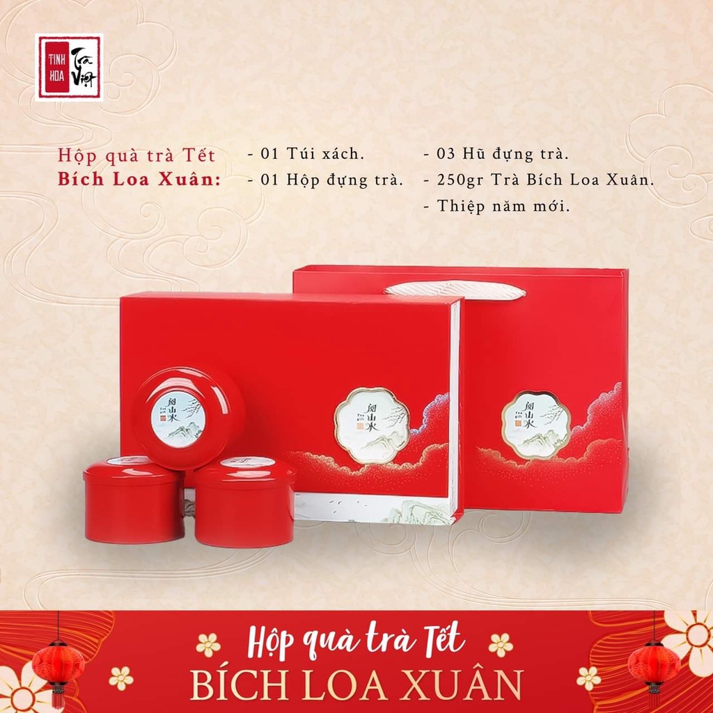 "Hộp Quà Biếu Tết Trà Bích Loa Xuân Quà Tết Doanh Nghiệp Đối Tác Gia Đình Độc Đáo Sang Trọng