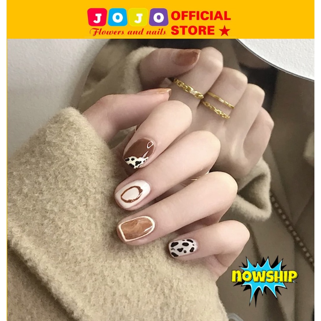 Móng tay giả, nailbox móng ngắn, 24 móng kèm keo PD334