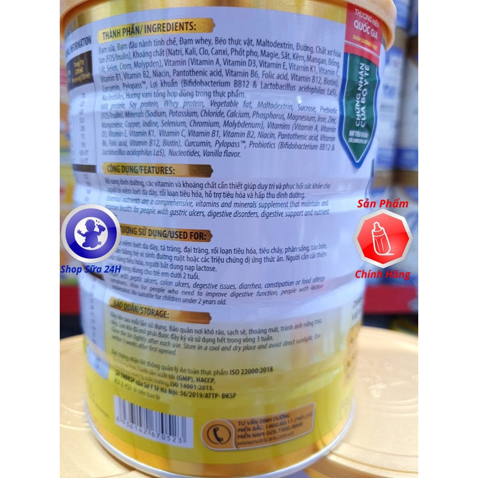 Sữa bột Nutricare Gastro cho người viêm dạ dày, rối loạn tiêu hoá (900g)