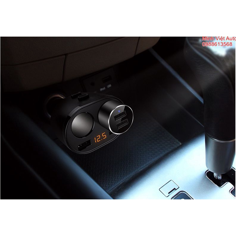Tẩu chia sạc ô tô - Tẩu chia nguồn ô tô Hyundai Cao Cấp 2 ổ - Kèm 2 Cổng USB hỗ trợ sạc nhanh các thiết bị