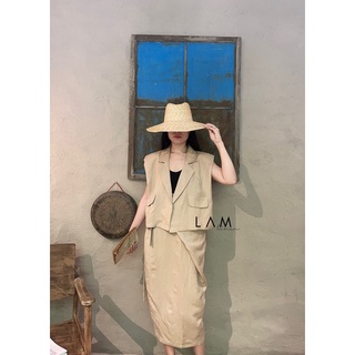 Áo vest lửng - Chân váy chéo độc lạ Linen cao cấp
