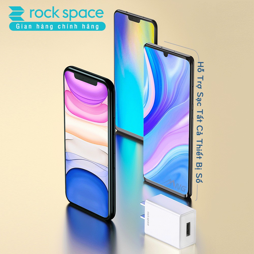 Củ Sạc iPhone Rockspace T6 plus 2A 1 cổng USB dành cho Samsung Huawei Vsmart Oppo  iPad máy tính bảng Hàng chính hãng