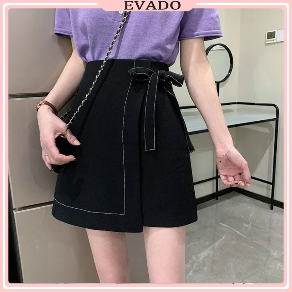Chân váy chữ a trơn chỉ nổi có nơ buộc EVADO CV01