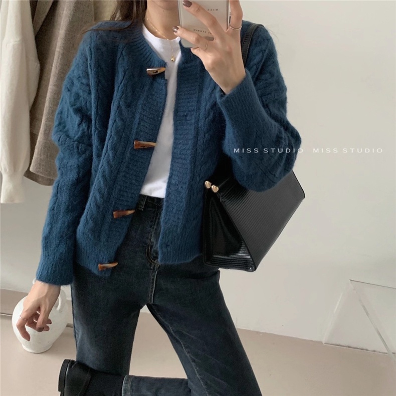 Hàng Sẵn_Áo khoác len dệt kim mới phong cách hàn quốc