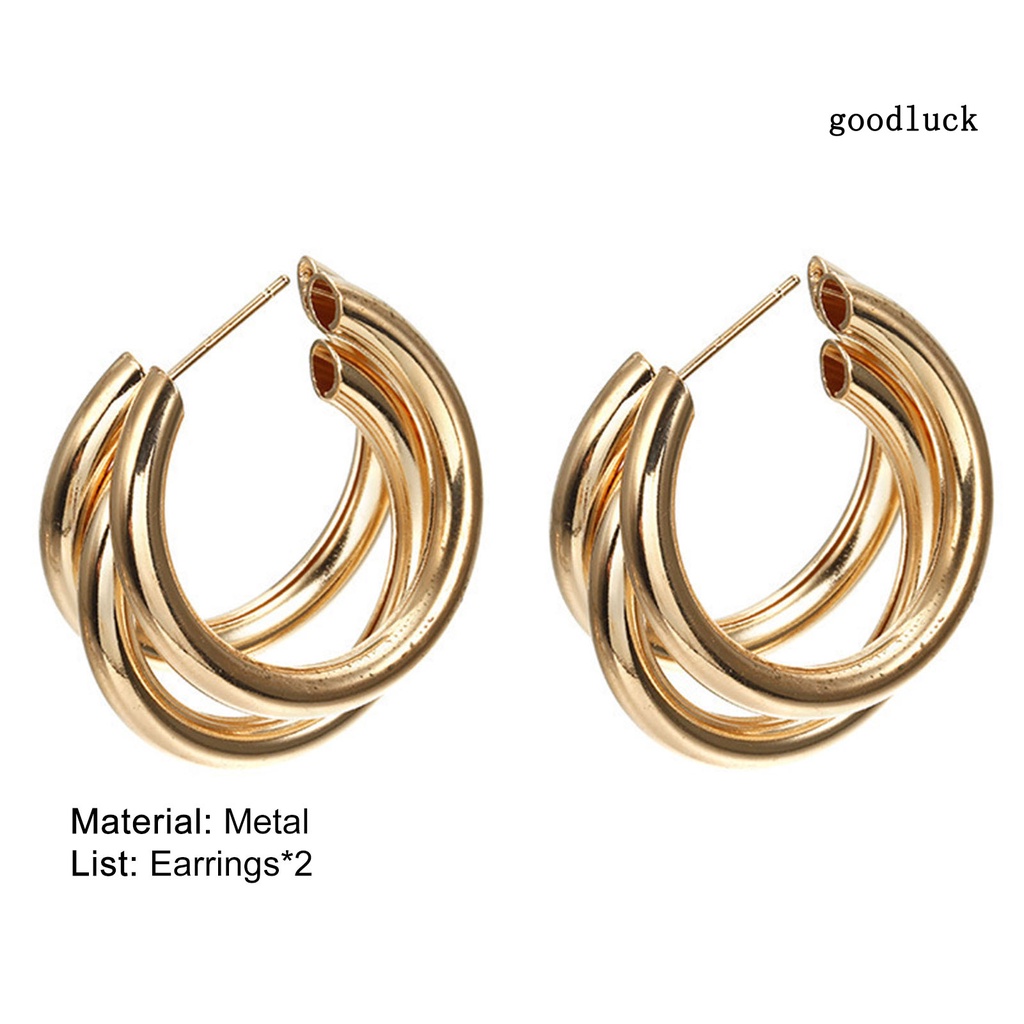 1 Đôi Bông Tai Hình Chữ C Đính Đá Sáng Lấp Lánh Thời Trang Sành Điệu