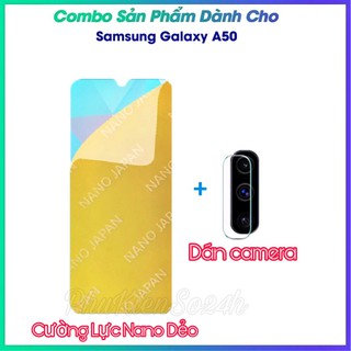 Combo Dán cường lực dẻo nano màn hình + dán bảo vệ camera A50 không mẻ cạnh,siêu bền