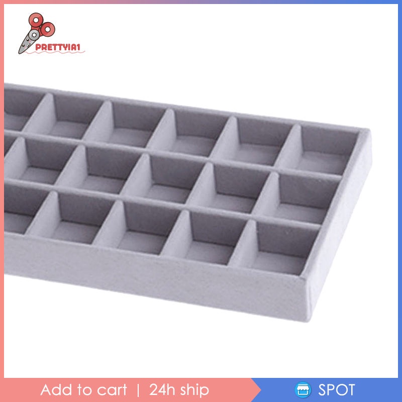 [Prettyia1] Khay Đựng Trang Sức Bằng Nhung Có Thể Xếp Chồng Lên Nhau (Màu Xám)