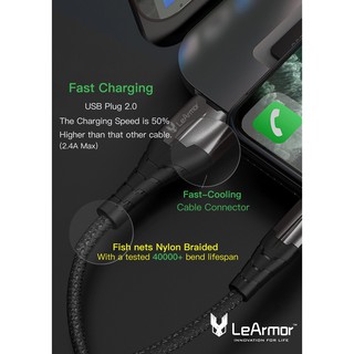 [LeArmor]  Cáp Sạc LeArmor MFI USB-A to Lightning - Black
