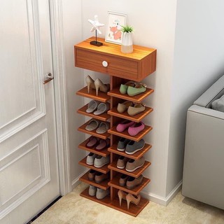 Kệ Giày Dép Gỗ 7 Tầng Có Ngăn Tủ Phụ