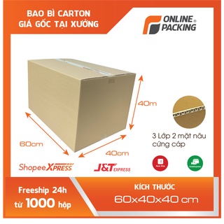 Combo 3 Thùng carton chuyển nhà siêu dày size 60x40x40 - Đóng Hàng nặng 15kg-20kg