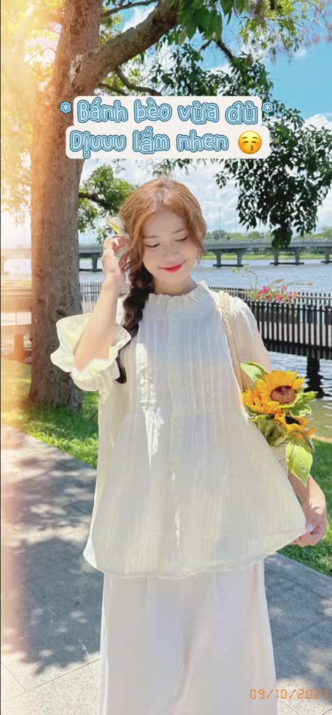 Áo babydoll kiểu nữ cổ trụ viền bèo bo tay tông màu pastel siêu xinh | BigBuy360 - bigbuy360.vn