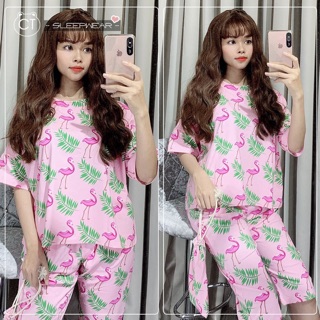 (48-75kg) Đồ bộ bigsize lửng cotton in 3D hoạt hình. hongduyen_2188